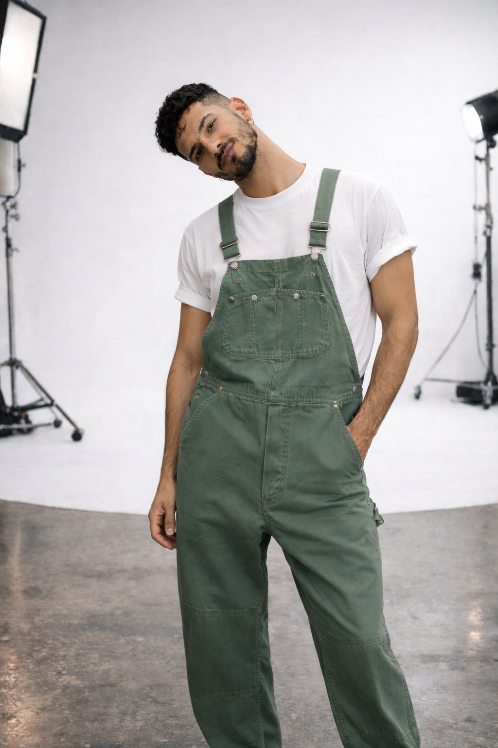 Unisex Loose-Fit Utility Bib Overall Jumpsuit