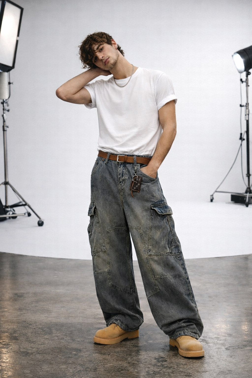 Heavyweight Multi-Pocket Washed Vintage Loose Jean