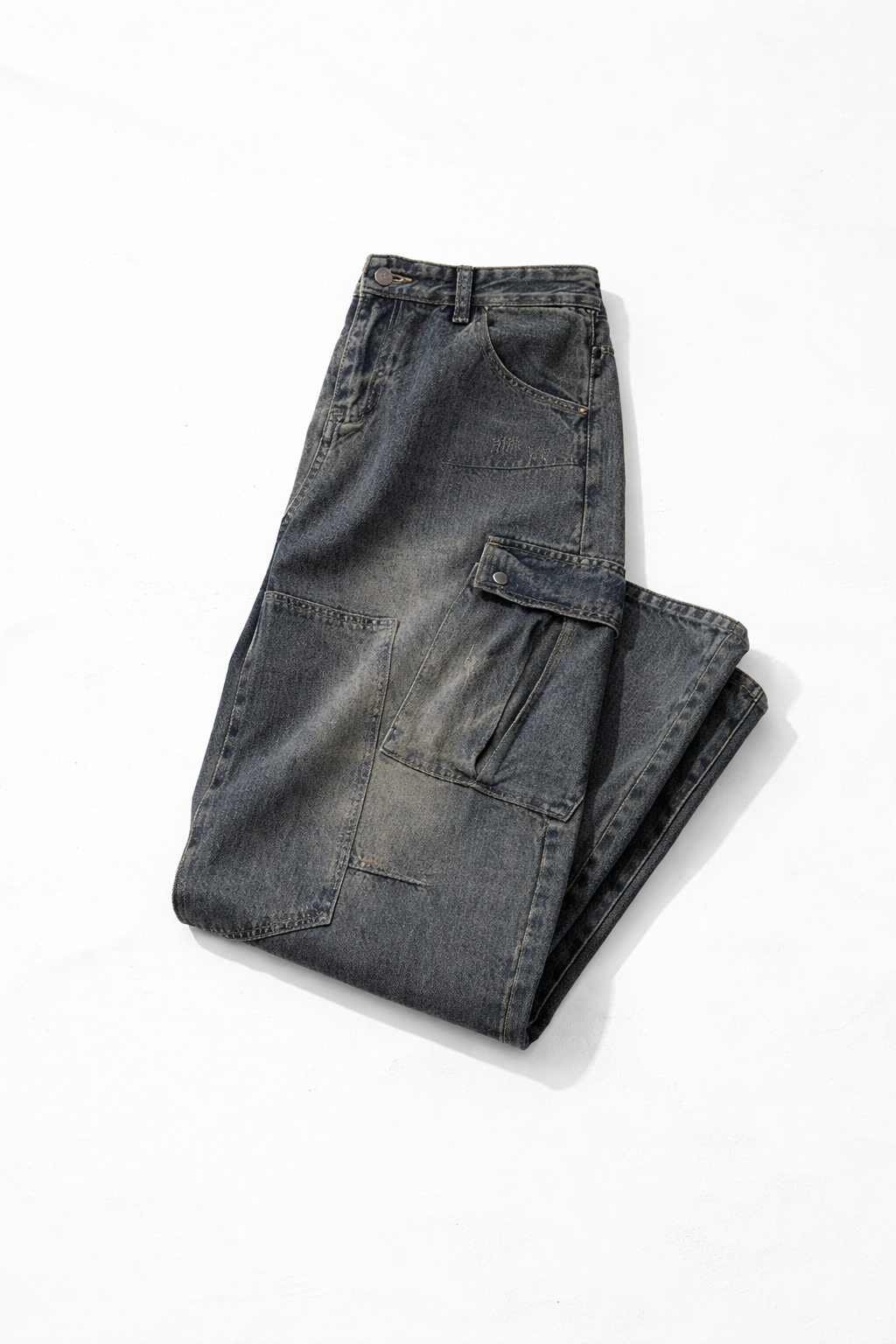Heavyweight Multi-Pocket Washed Vintage Loose Jean