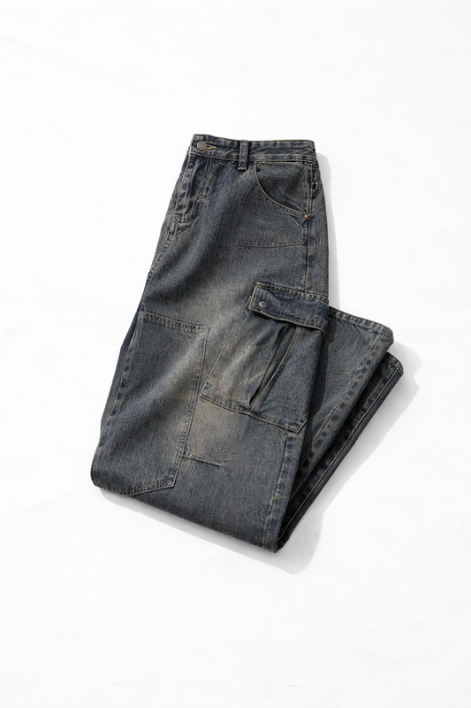 Heavyweight Multi-Pocket Washed Vintage Loose Jean